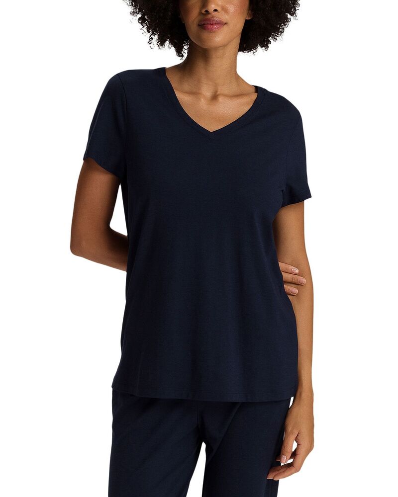 ハンロ レディース トップス シャツ Vネック Hanro Sleep & Lounge Short Sleeve V-Neck Shirt Deep Navy ネイビー|ReVida 店