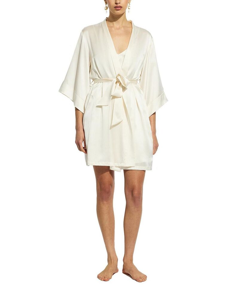 ギニア レディース トップス ワンピース シルク GINIA Silk Wrap Gown Robe Cream クリーム｜ReVida 店 55,080円