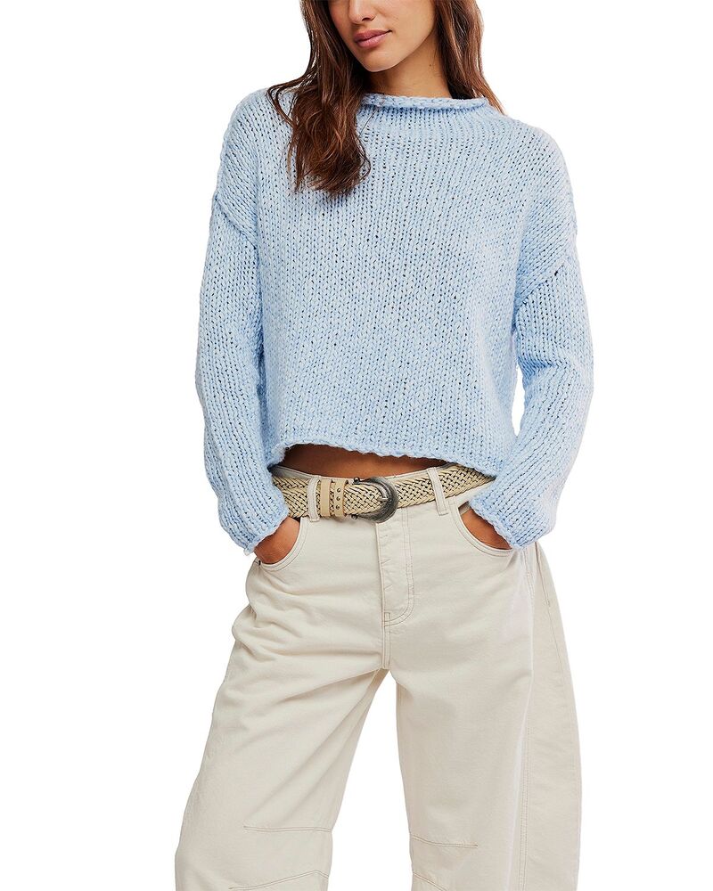 フリーピープル レディース アウター ニット・セーター クロップド Free People Opal Cropped Sweater Cashmere Blue ブルー｜ReVida 店