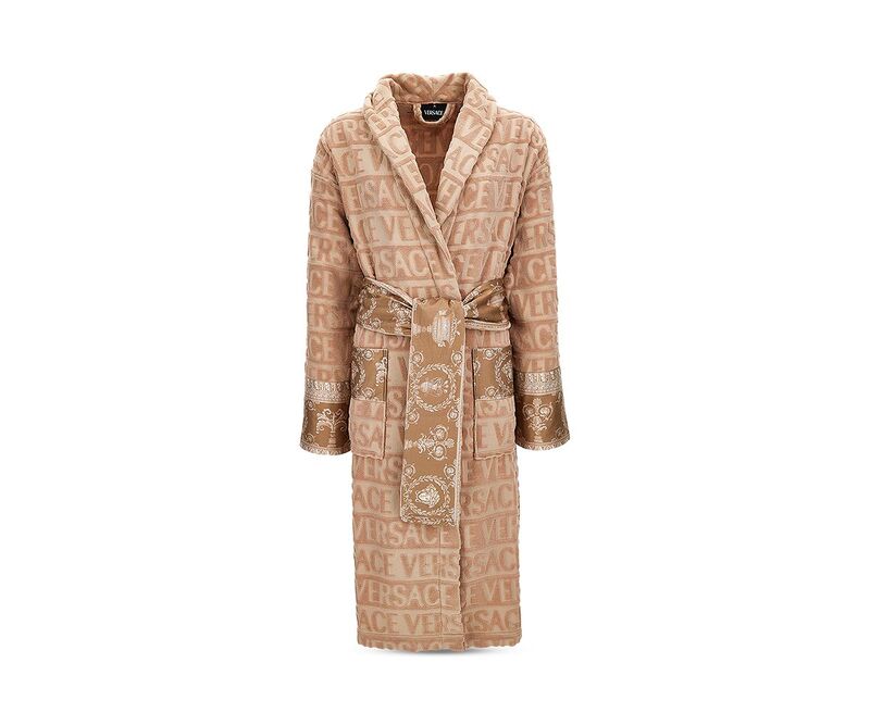 ヴェルサーチ レディース アンダーウェア ナイトウェア パイル コットン Versace I Heart Baroque Cotton Terry Robe Warm Taupe トープ