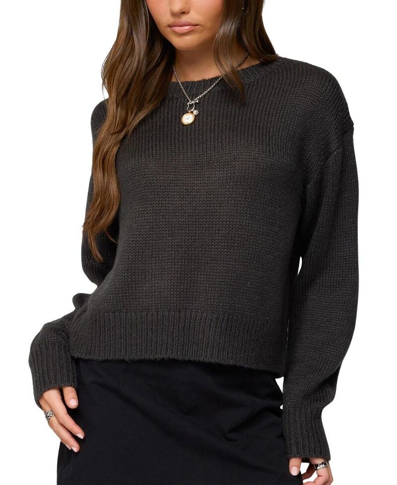 アディクテッド レディース アウター ニット・セーター Edikted Kyrah Oversized Knit Sweater Dark-Gray グレー