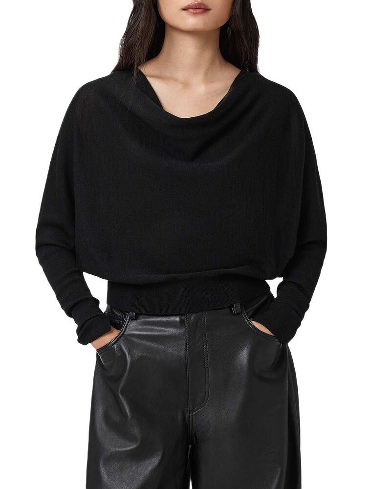 オールセインツ レディース アウター ニット・セーター ウール ALLSAINTS Ridley Merino Wool Cowl Neck Sweater Black ブラック