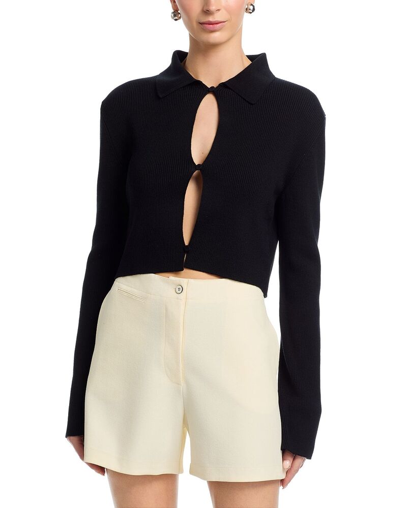 ジル・サンダー レディース アウター 編み物・プルオーバー スポーツシャツ ジレー クロップド Jil Sander Cropped Polo Cardigan Black 黒いこと
