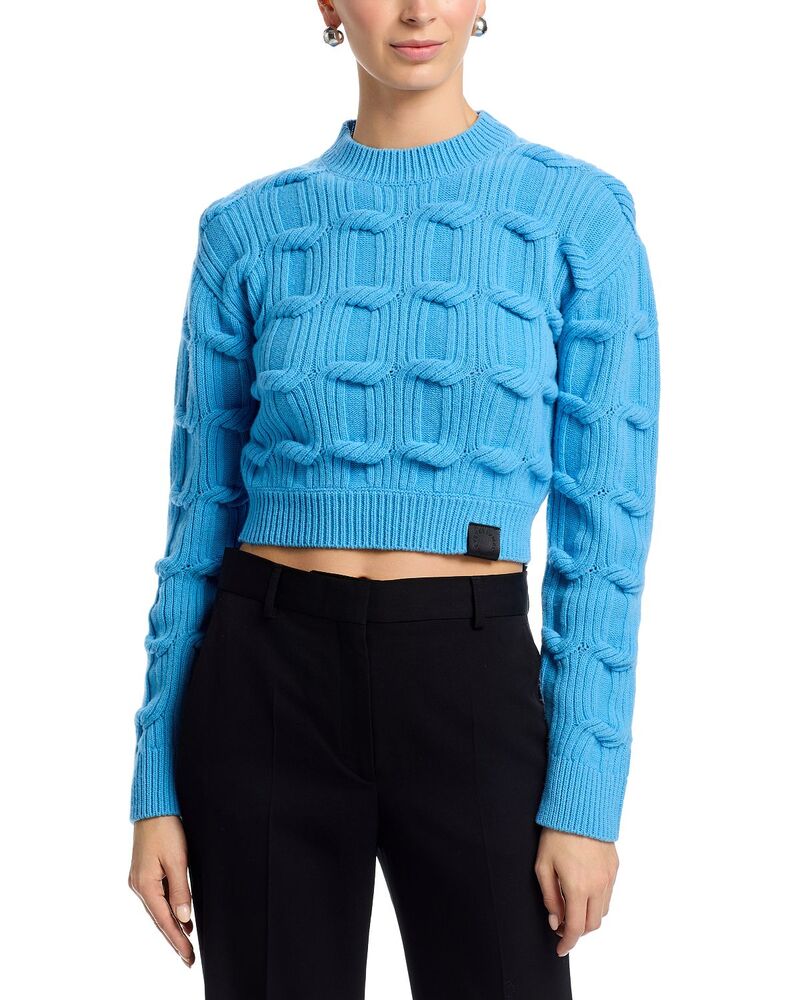 ステラマッカートニー レディース アウター ニット・セーター ウール クロップド Stella McCartney Wool Chain Knit Cropped Sweater New Sky Blue ブルー