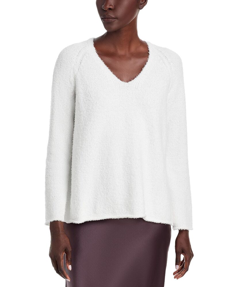 エイリーンフィッシャー レディース アウター ニット・セーター Vネック コットン フリンジ Eileen Fisher Bloomingdale Fringed Cotton V Neck Sweater Ivory アイボリー