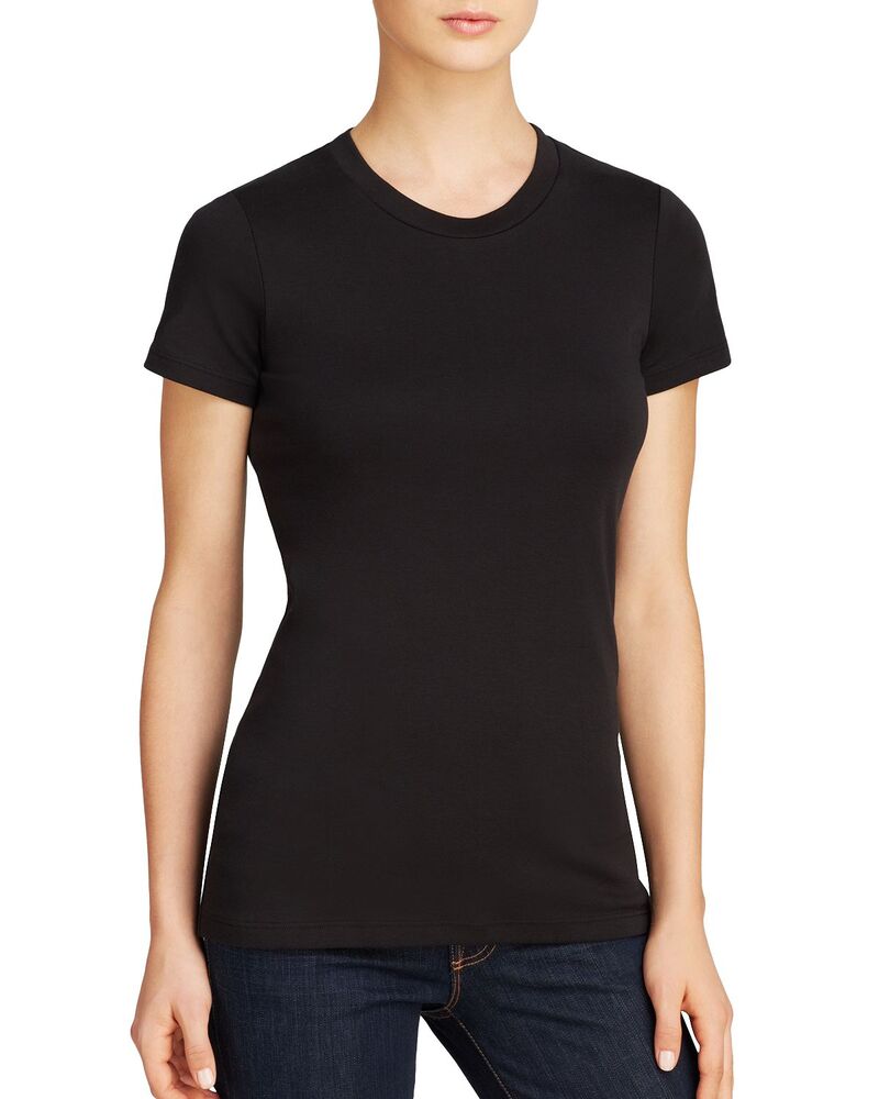 行動論理 レディース トップス プルオーバー 綿織物 Theory Johnna Pima Cotton Tee Black 黒いこと