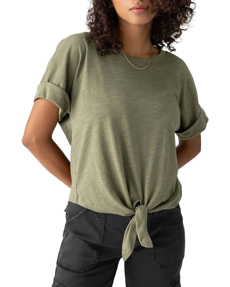 サンクチュアリー レディース トップス Tシャツ Sanctuary All Day Tie Frontee Trail Green グリーン