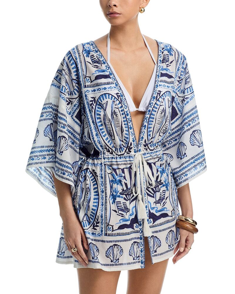 山びこ レディース アンダーお召しもの ナイト爵お召しもの Echo Montauk Tile Robe Swim Cover-Up Ultramarine