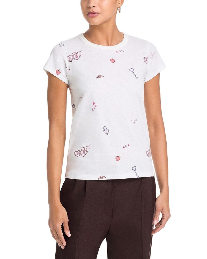 ラグアンドボーン レディース トップス Tシャツ rag & bone All Over Valentines Tee White Multi ホワイト｜ReVida 店
