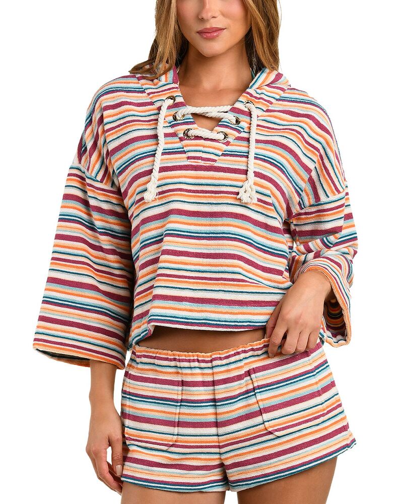 ラジャンス レディース アウター パーカー・スウェット L\u0027AGENCE Lee Watercolor Stripe Hoodie Swim Cover-Up Multi マルチ色つや