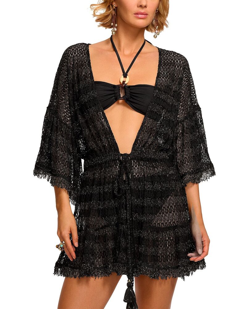 レイミー ブルック レディース トップス ワンピース Ramy Brook Jewel Cover Up Dress Black Metallic Zigzag ブラック