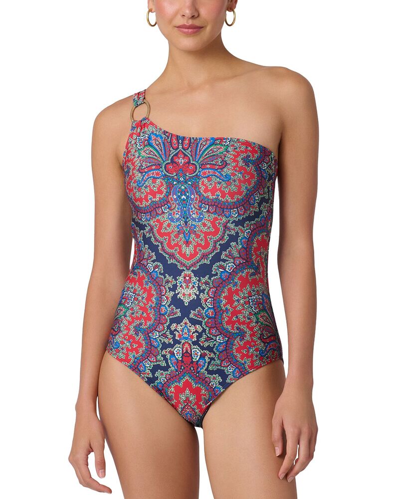 ショシャーナ レディース 水着 上下セット Shoshanna Ring One Shoulder One Piece Swimsuit Navy Multi ネイビー