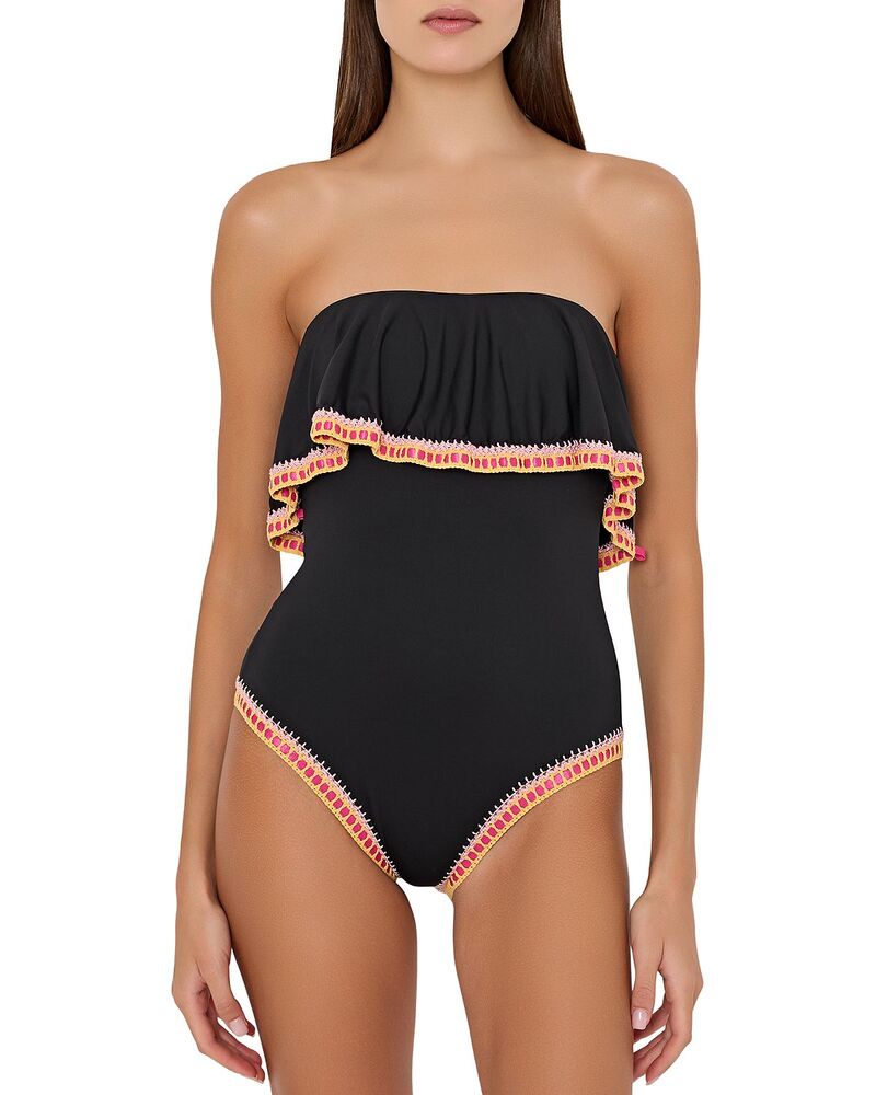 ミリー レディース 水着 上下セット フリル ストラップレス MILLY Strapless Crochet Ruffle One Piece Swimsuit Black Multi ブラック 58,080円