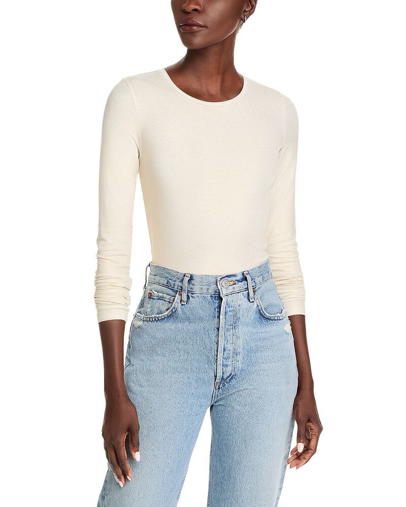 マジェスティック レディース トップス シャツ トール Majestic Filatures Metallic Fitted Top Blanc メタリック｜ReVida 店
