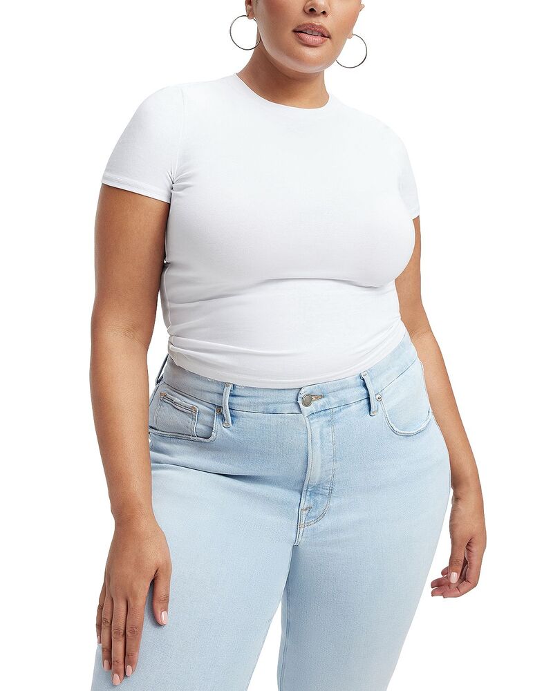 グッドアメリカン レディース トップス Tシャツ クロップド Good American Cropped Baby Tee White ホワイト