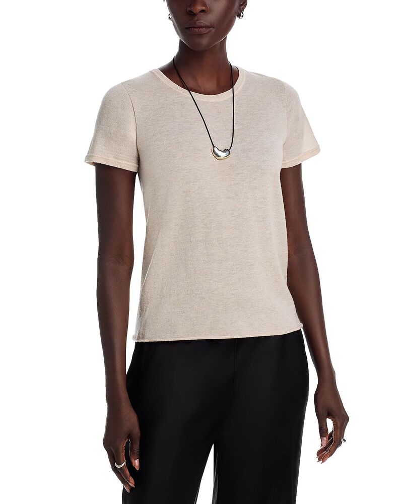 マジェスティック レディース トップス Tシャツ クルーネック Majestic Filatures Cashmere Crewneck Tee Nougat｜ReVida 店