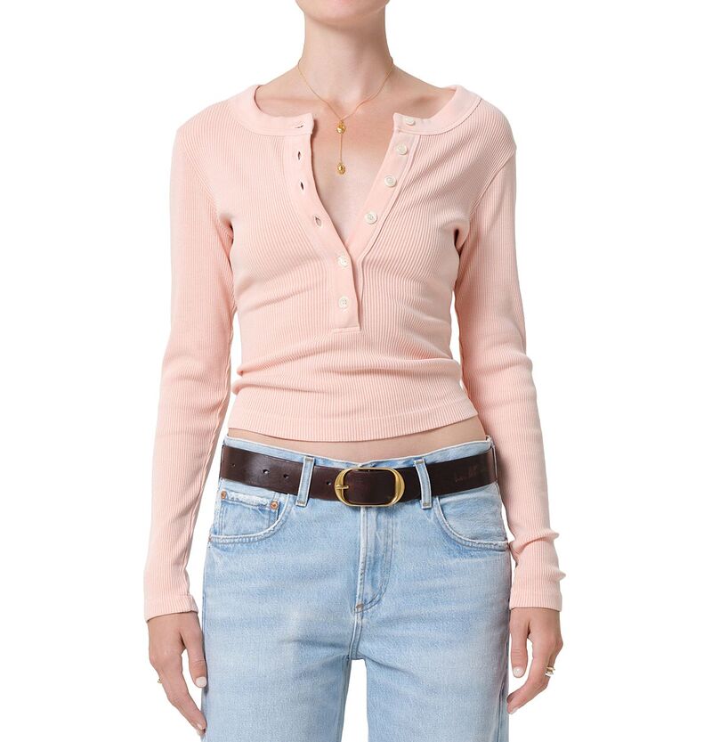 シチズンズ オブ ヒューマニティ レディース トップス Tシャツ Citizens of Humanity Varra Henley Tee Melon Creme