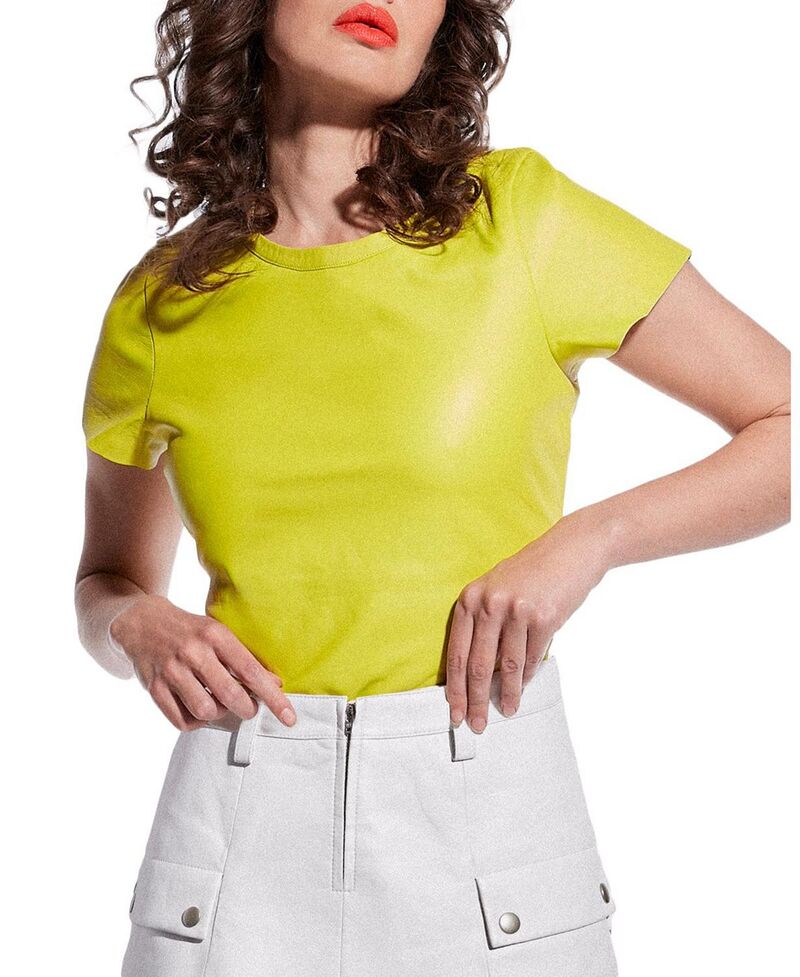 エーエスバイディーエフ レディース トップス Tシャツ レザー AS by DF New Guard Recycled Leather Tee Sorrento Lime ライム｜ReVida 店