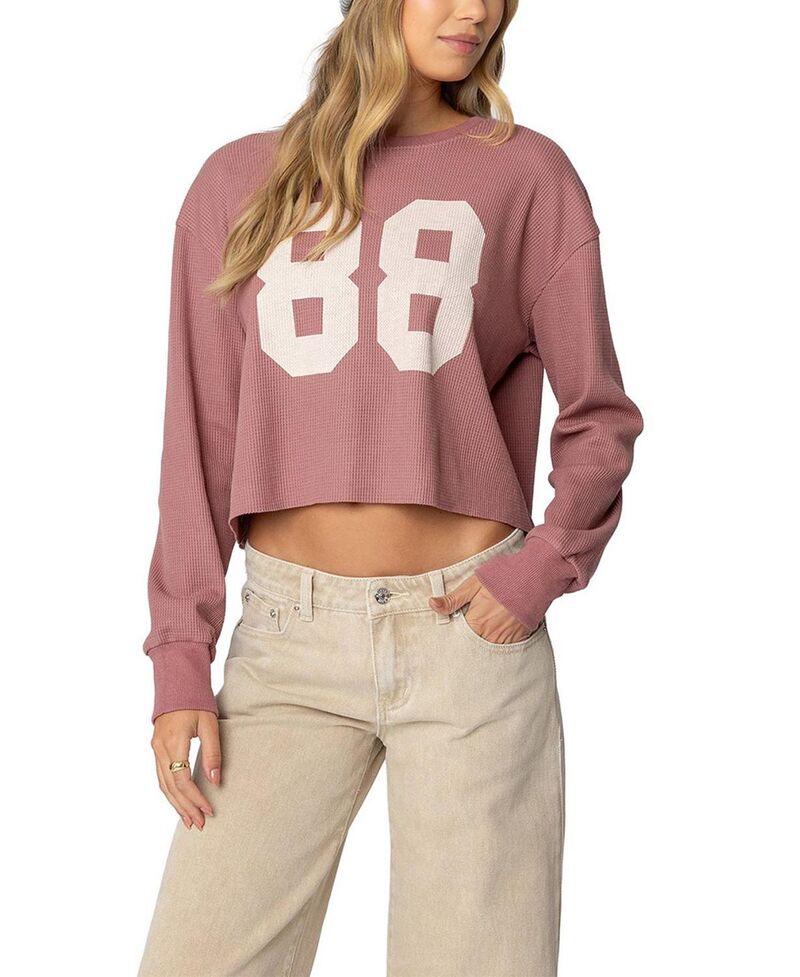 アディクテッド レディース トップス シャツ Edikted 88 Waffle Long Sleeve T-Shirt Mauve 10,765円