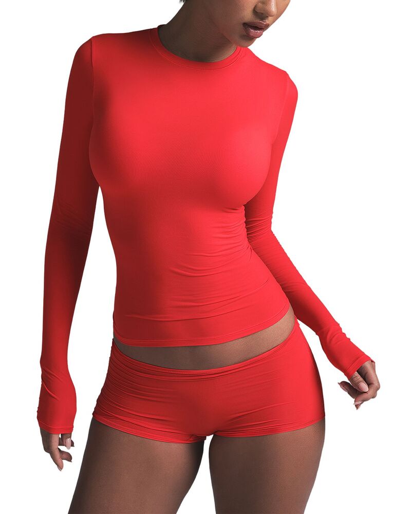 スキムズ レディース トップス Tシャツ SKIMS Fits Everyone Long Sleeved Tee Cherry 14,235円
