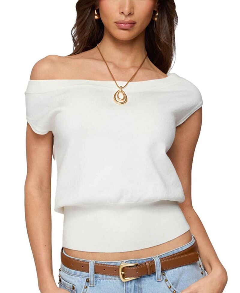 アディクテッド レディース トップス シャツ ニット Edikted Michaela Off Shoulder Knitop White ホワイト