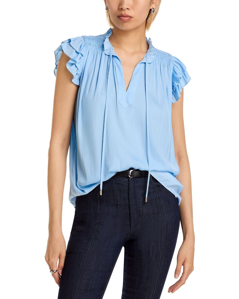 ティー・タハリ レディース トップス シャツ ブラウス Tahari Flutter Sleeve Split Neck Airflow Blouse River Drop