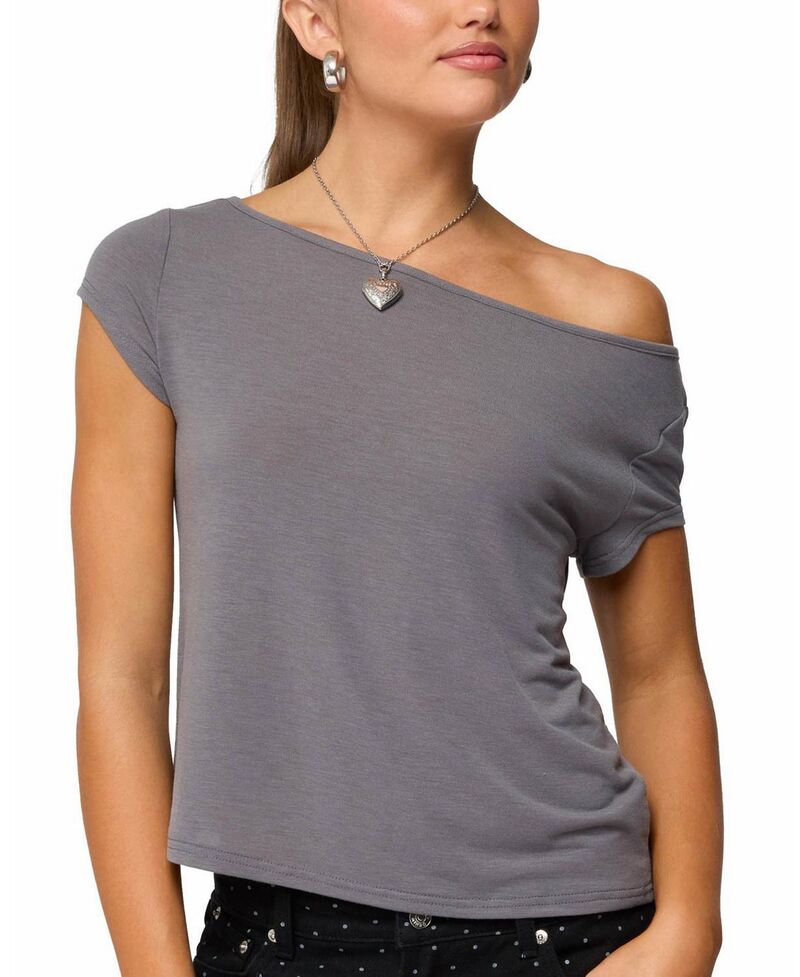 アディクテッド レディース トップス シャツ Edikted Anabella Off Shoulder Top Dark-Gray グレー