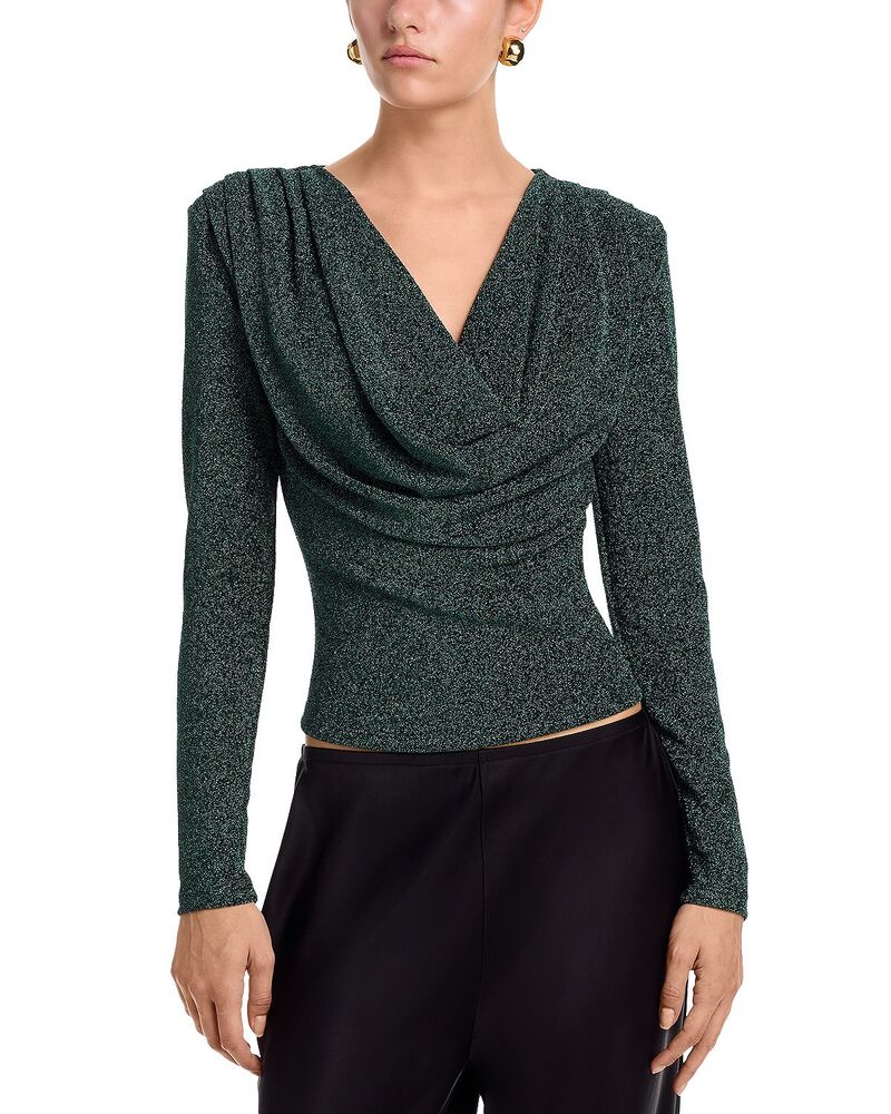 アクア レディース トップス シャツ ニット AQUA Shimmer Knit Cowl Neck Top - Exclusive Green グリーン