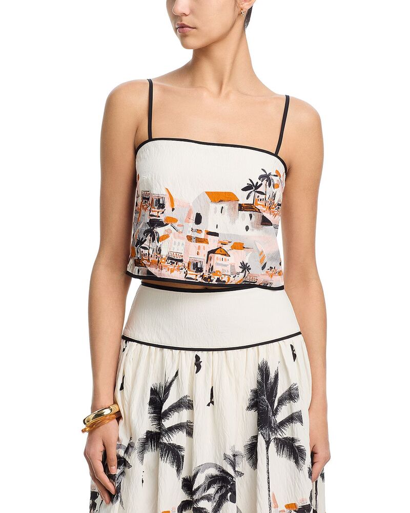 アクア レディース トップス シャツ ノースリーブ AQUA Sea Toile Sleevelessquare Neck Top - Exclusive Ivory Multi アイボリー