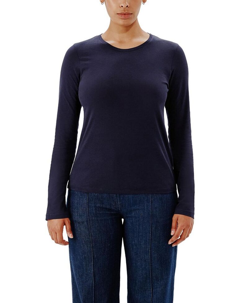 アナザー トゥモロー レディース トップス シャツ Another Tomorrow Long Sleeve Tee Navy ネイビー