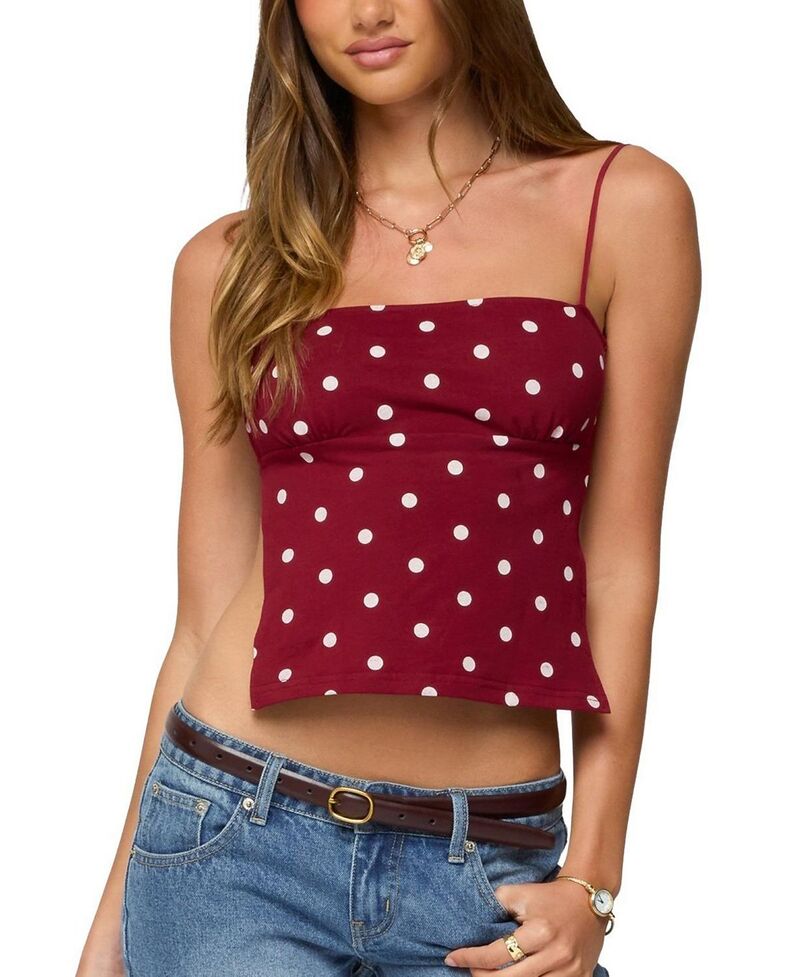 アディクテッド レディース トップス シャツ オープンバック Edikted Jinx Open Back Top Burgundy and Cream クリーム