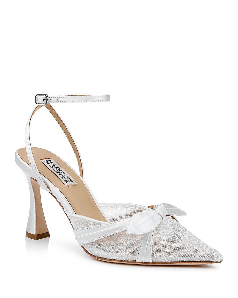 バッジェリーミシュカ レディース シューズ パンプス Badgley Mischka Women's Josie Pointed Pumps White Satin ホワイト