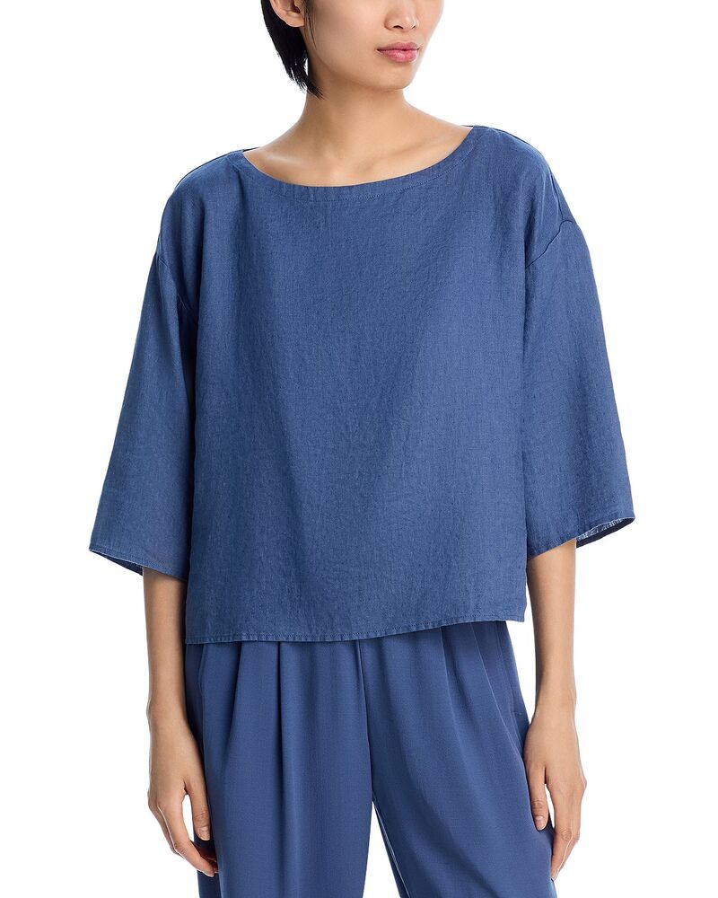 エイリーンフィッシャー レディース トップス シャツ リネン Eileen Fisher Linen Boat Neck Top Dusk
