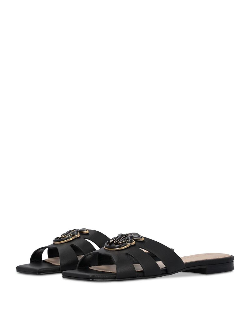 ピンコ レディース シューズ サンダル レザー PINKO Women's Marli 09 Leather Slide Sandals Limo Black ブラック