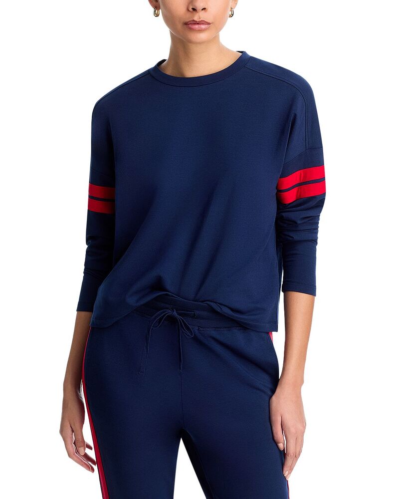 アクア レディース アウター パーカー・スウェット シャツ AQUA Stripe Sleeve Sweatshirt - Exclusive Navy ネイビー