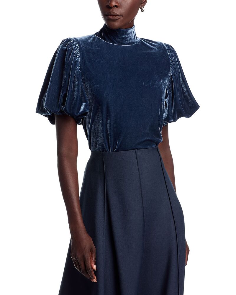 エリアスターズ レディース トップス シャツ モックネック ベルベット Area Stars Velvet Mock Neck Top Dark Blue ブルー