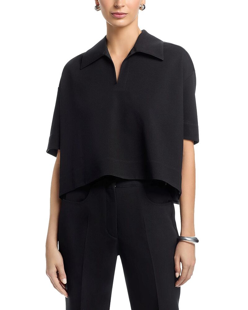 ジル・サンダー レディース トップス スポーツシャツ クロップド Jil Sander Short Sleeve Cropped Polo Top Black 黒いこと