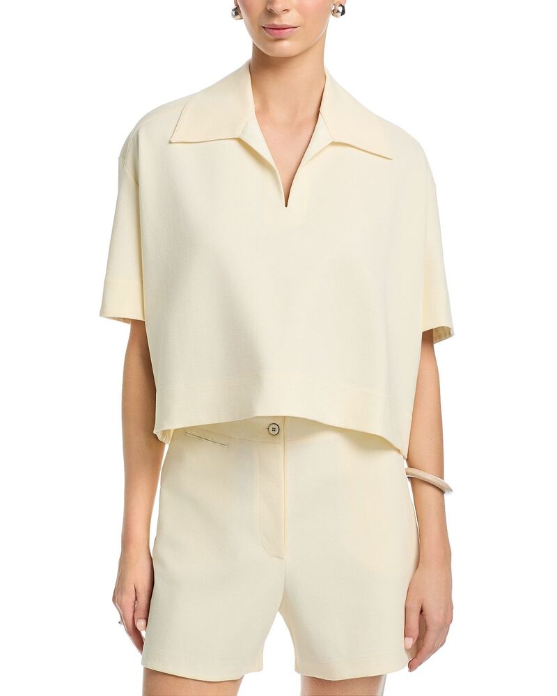 ジル・サンダー レディース トップス スポーツシャツ クロップド Jil Sander Short Sleeve Cropped Polo Top Chalk 車輪止め