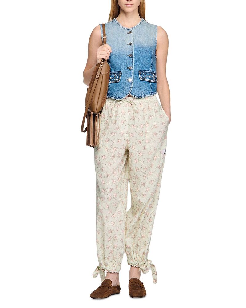 サンドロ レディース アウター ベスト クロップド デニム Sandro Croppedenim Vest Blue Jean ブルー