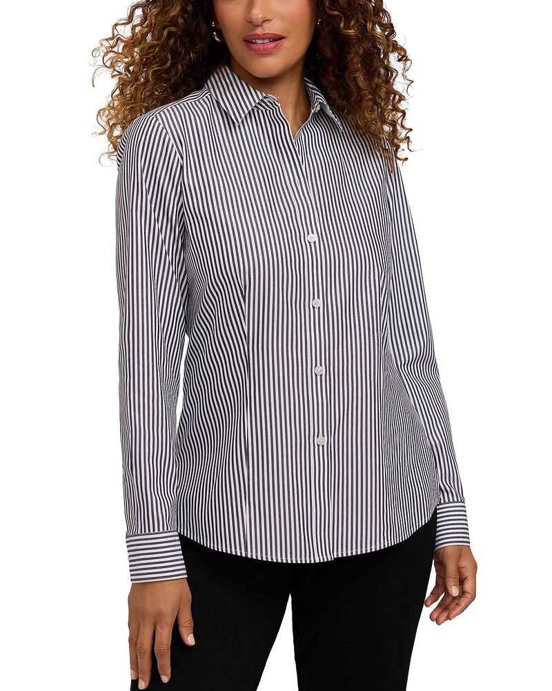 フォックスクラフト レディース トップス シャツ Foxcroft Dianna Stripe Shirt Black/ White ホワイト