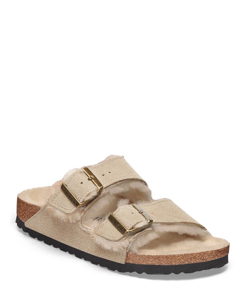 ビルケンシュトック レディース シューズ サンダル Birkenstock Women Arizona Shearling Slide Sandals Taupe トープ