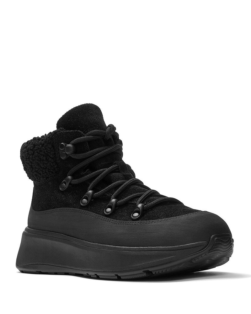 フィットフロップ レディース シューズ ブーツ・レインブーツ FitFlop Women's F-MODE Teddy Collar Boots All Black ブラック｜ReVida 店