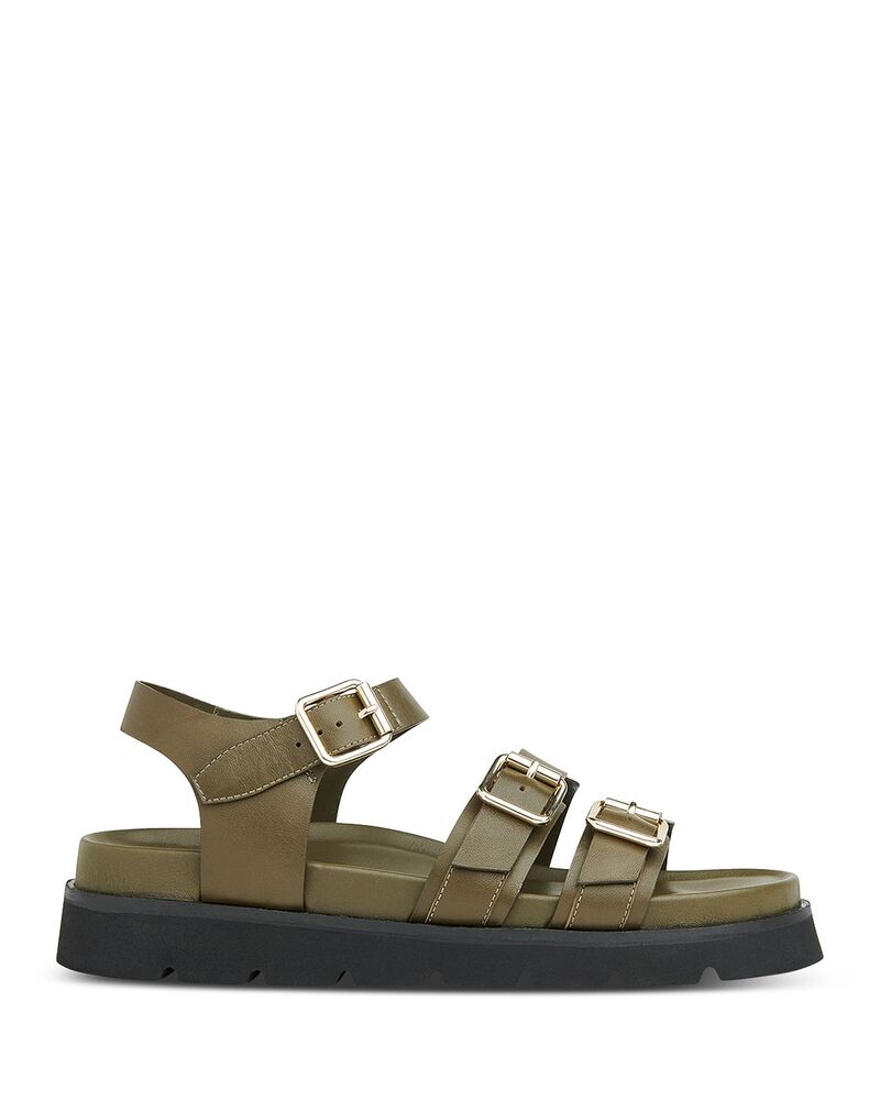 ホイッスルズ レディース シューズ サンダル Whistles Women's Jemma Triple Buckle Flatform Sandals Khaki カーキ