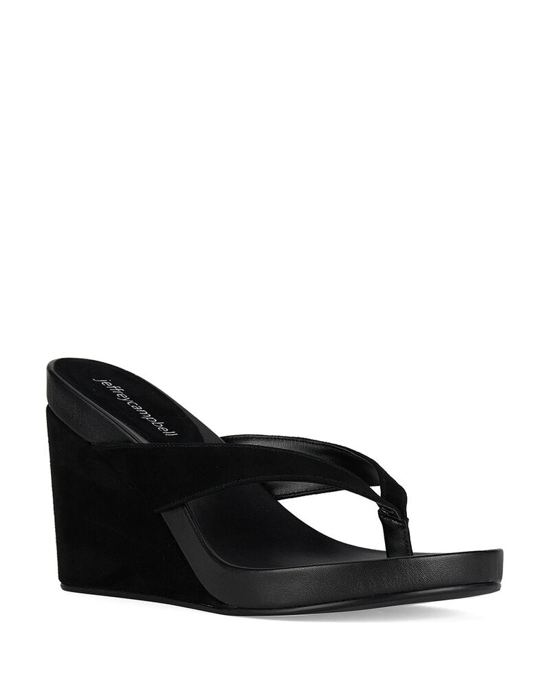 ジェフリー キャンベル レディース シューズ サンダル Jeffrey Campbell Women's Liezel Wedge Sandals Black Suede Combo ブラック｜ReVida 店