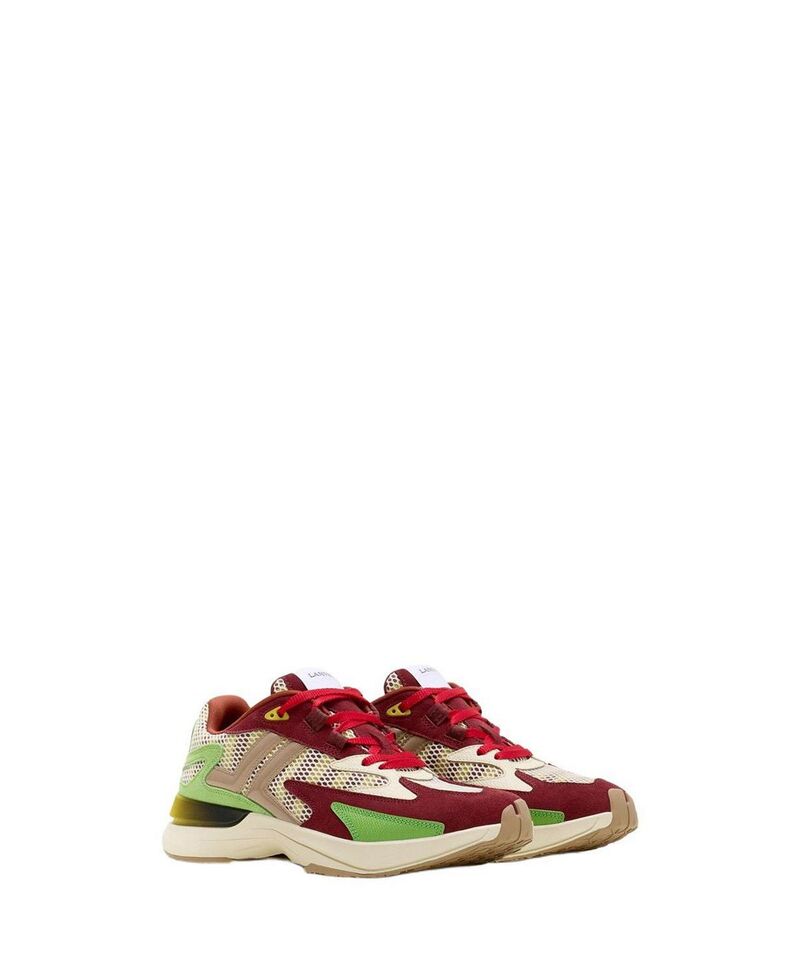 ランバン メンズ シューズ スニーカー メッシュ トール レザー Lanvin Unisex JLA Sneakers in Mesh and Metallic Leather Burgundy/Green バーガンディ｜ReVida 店 76,890円