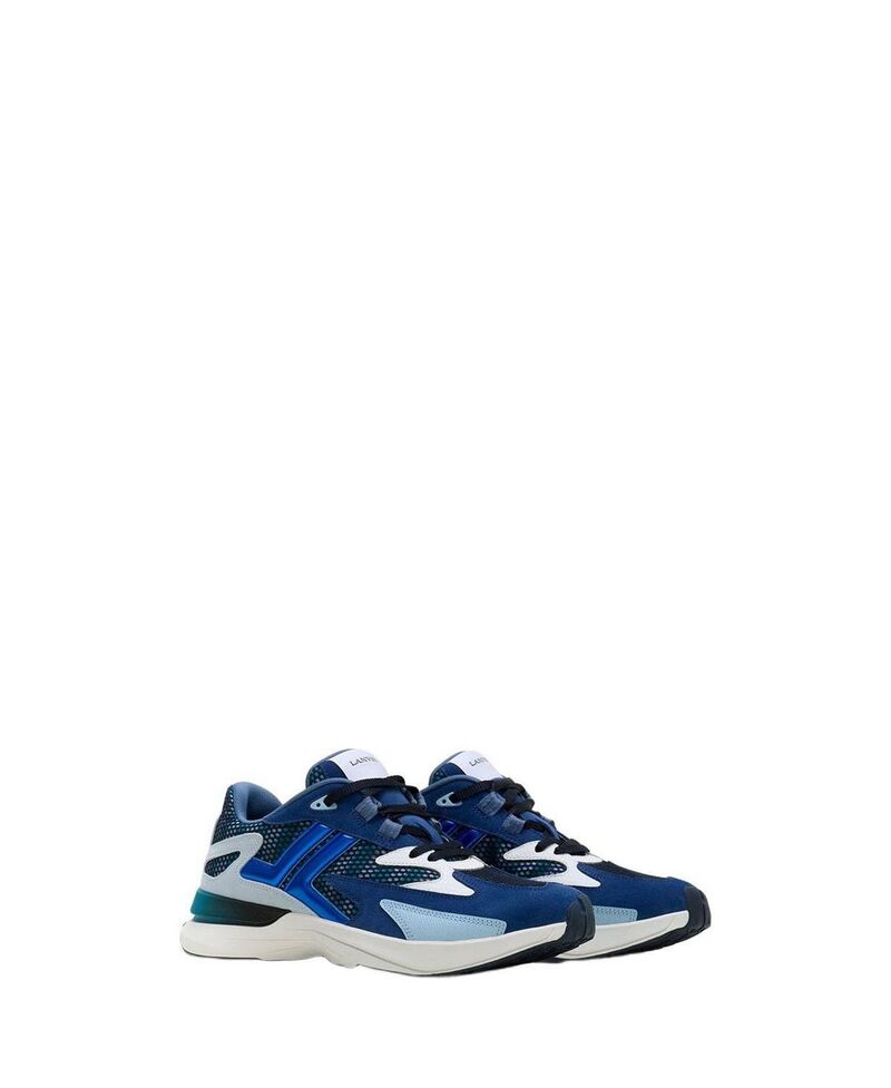 ランバン メンズ シューズ スニーカー メッシュ トール レザー Lanvin Unisex JLA Sneakers in Mesh and Metallic Leather Dark Blue/Light Blue ブルー|ReVida 店
