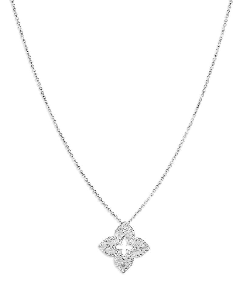 ロバートコイン レディース アクセサリー ネックレス・チョーカー・ペンダントトップチ レース Roberto Coin 18K Yellow Gold Petite Venetian Princess Diamond Pendant Necklace 17" White ホワイト|ReVida 店