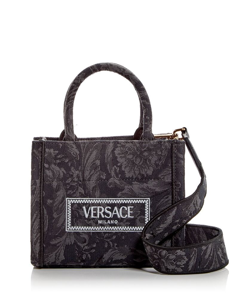 ヴェルサーチ レディース バッグ Versace Barocco Athena Small Canvas Tote Black/Black ブラック