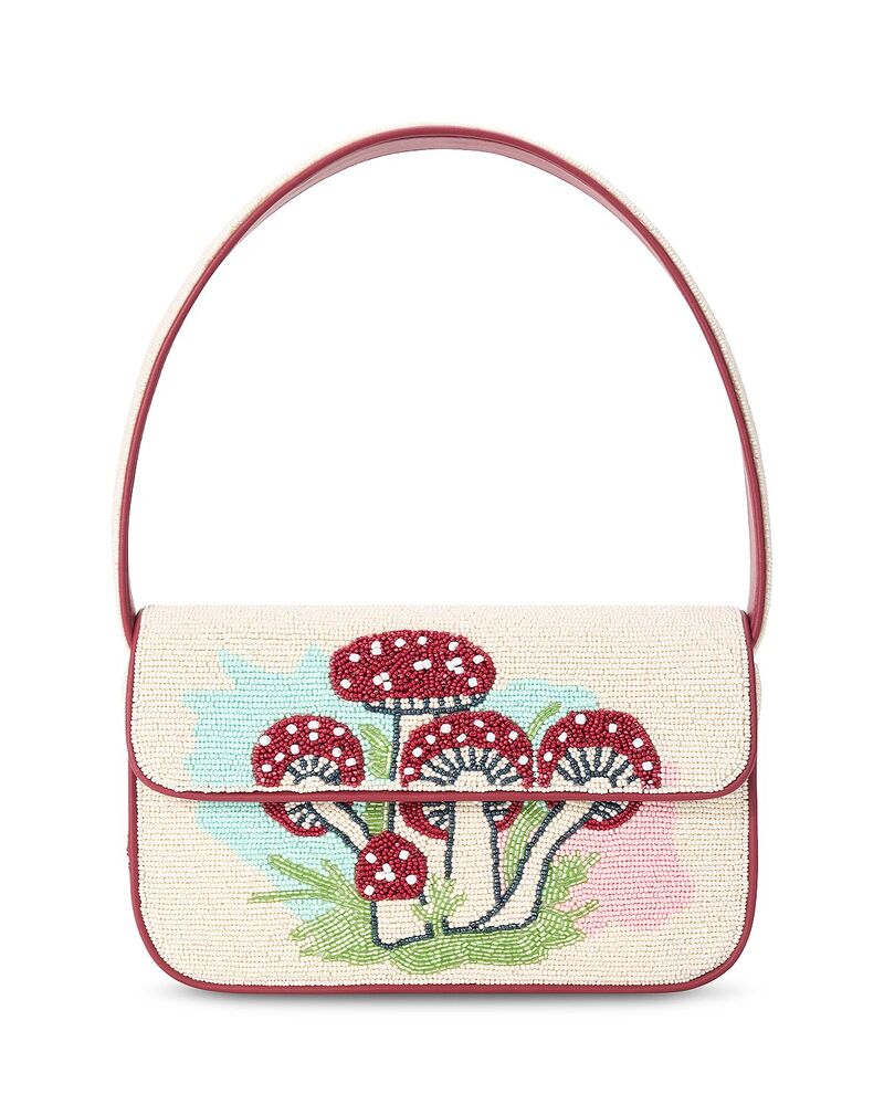 スタウド レディース 御徒面子 STAUD Tommy Beaded Shoulder Bag Mushroom Tea