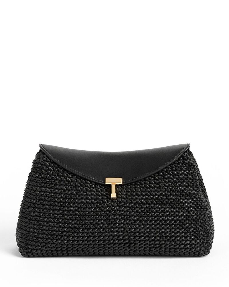 トーテム レディース バッグ レザー TOTEME T-Lock Woven Leather Convertible Clutch Black ブラック